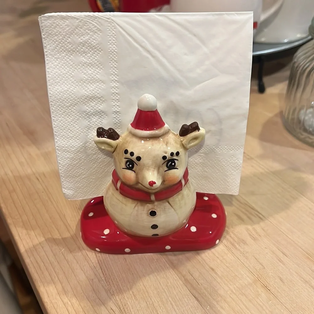 Johanna Parker Christmas Napkin Holder Reindeer.